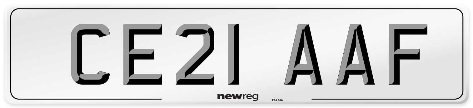 CE21 AAF Number Plate from New Reg